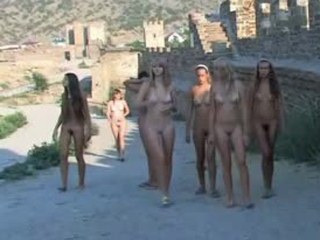 Nudist girls walking