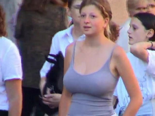 Sexy boobs at the street